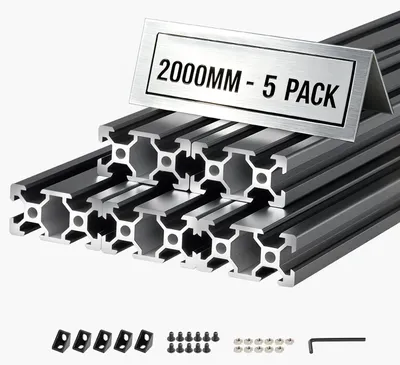 Produktbild von VEVOR 2040 Aluminium Profile 6 Stk. 2 m, Eloxierte V-Nut-Aluprofile nach EU-Standard, Hochfeste Strangpressprofile, Aluminiumschiene für 3D-Druckerteile, CNC-DIY-Werkbänke und Montage, Schwarz