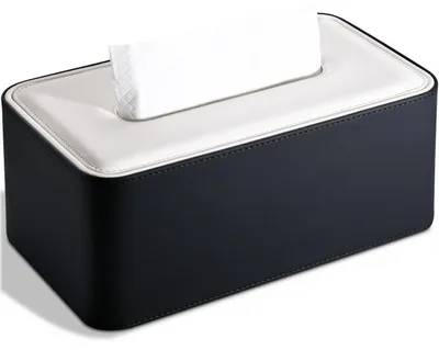 Produktbild von Kosmetiktücherbox Kunstleder Schwarz 25,6 x 14,5 x 9,5 cm