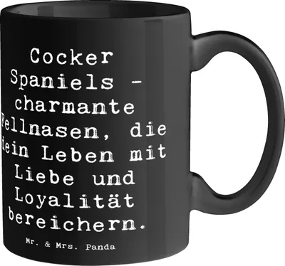 Produktbild von Mr. & Mrs. Panda Teetasse Spruch Cocker Spaniel Liebe - Schwarz - Geschenk, Becher, Hunderasse, und Loyalität, Hunderassen, Kaffeebecher, Charakter, loyal, Trinkbecher