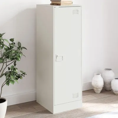 Imagen del producto de Armario de almacenamiento de acero blanco con estantes extraíbles - Mueble de diseño moderno y minimalista