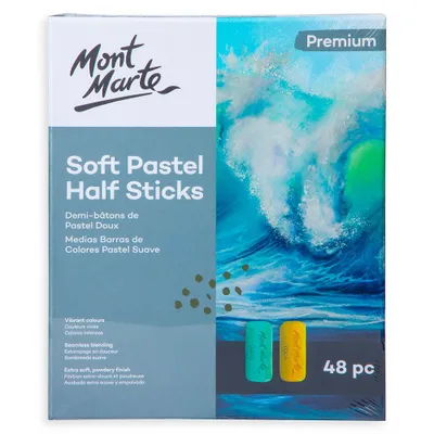 Produktbild von Mont Marte Weiche Pastellkreide Softpastell Halbkreiden 48 Farben – Extra weich, hohe Farbkraft & perfekte Verblendung für ausdrucksstarke Kunstwerke