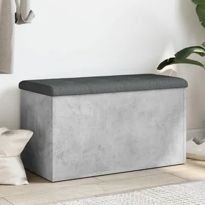 Produktbild von Design Möbel Sitzbank mit Stauraum Betongrau 82x42x45 cm Holzwerkstoff - 2024 Neu