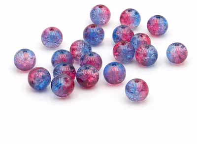 Produktbild von Vintageparts Crackleglasperlen 8 mm in Blau und Pink 20 Stück