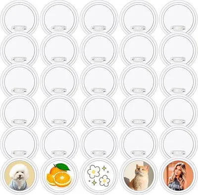 30 transparente DIY-Knöpfe 58 mm für personalisierte Anstecker