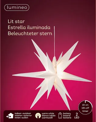 Produktbild von LED Stern Dauerbetrieb BO Outdoor Ø 30cm H.30cm weiss/warmes weiss