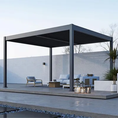 Obrázok produktu pre Vonkajšia pergola / pavilón Paragon s lamelovou strechou "Tuscan 1214" antracitová 370 x 433 x 265 cm (d x š x v)