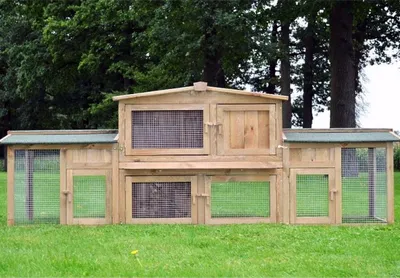 Produktbild von zooprinz Hasenstall Dr.Hase | mit Doppelauslauf | 248x52x90cm (BxTxH) | XXL | Wetterfest  | Witterungsbeständig