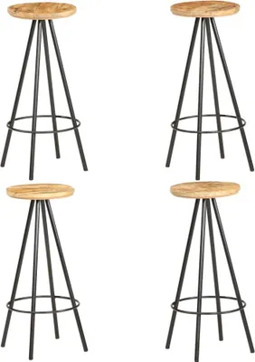 Produktbild von The Living Store Barhocker 4 Stk. Raues Mangoholz