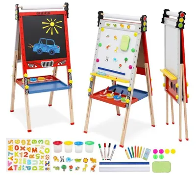 Image de Omgoods - Chevalet 3-en-1 pour enfants avec rouleau de papier