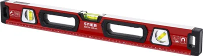 Produktbild von STIER Premium Wasserwaage, mit Magnet und drei Libellen, 600 mm, 0,5 mm/m, vertikal und horizontal messen, Spiegel-Lotlibelle, präzise Messung, Aluminiumlegierung, doppelt gefräste Oberfläche