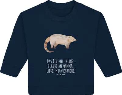 Produktbild von Mr. & Mrs. Panda Organic Baby Pullover Nasenbär 24. - 36. Monat - French Navy - Geschenk, Nasenbären, Rüsselbär, Bär, Lustige Sprüche, Bullover