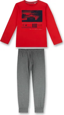 Produktbild von Sanetta Jungen Schlafanzug lang Baumwolle Rot Grau Motivprint