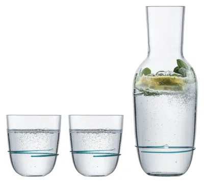 Imagen del producto de ZWIESEL GLAS handmade 1382 KARAFFE 0,75 + 2 BECHER 42 AURA SMARAGDGRÜN 121695