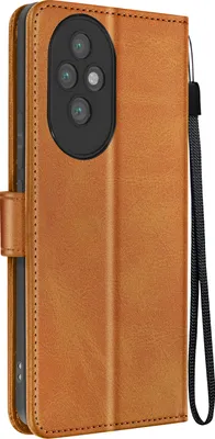 Produktbild von Avizar, Honor 200 Pro Wallet-Cover, Portemonnaie Hülle mit Handschlaufe, Hellbraun