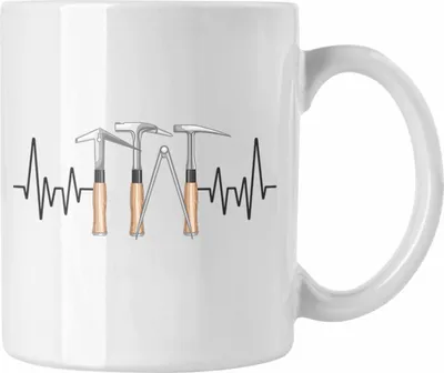 Produktbild von Trendation - Dachdecker Werkzeug Herzschlag Tasse Geschenk für Dachdecker Männer Beruf Geschenkidee (Weiß)
