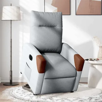 Immagine prodotto di vidaXL Poltrona relax con ausilio per l'alzata in tessuto grigio chiaro elettrico