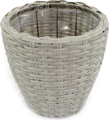 Produktbild von Rattan Blumentopf rund 1 Stück - M grau