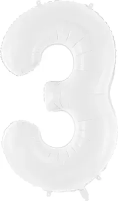 Produktbild von Zahl 3 Weißer Zahlenfolienballon 86cm