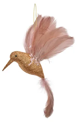 Produktbild von Clayre & Eef Weihnachtsanhänger Vogel 22x5x15 cm Rosa Kunststoff