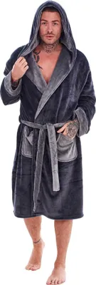 Produktbild von Keanu - Morgenmantel für Herren, Fleece TC230 (M-L) (Holzkohle/Grau)