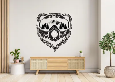 Wyoming mit Bär und Bergen – Decords Wandtattoo, Produktansicht 1