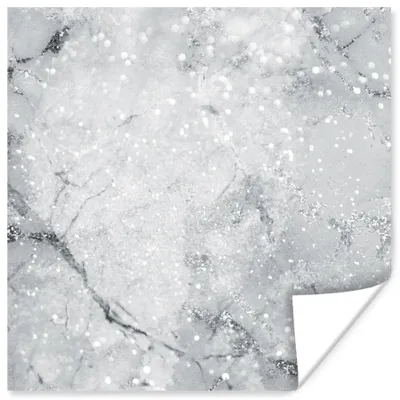 Produktbild von MuchoWow® Poster Marmor - Glitter - Grau 75x75 cm - Wand Dekoration