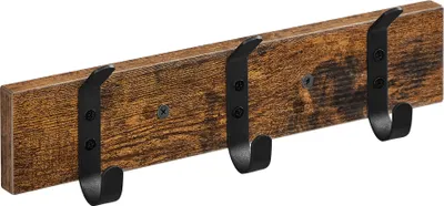 Produktbild von ACAZA Garderobe - 6 Haken - 33 cm - Vintage Braun - Hängende Garderobe - Wandgarderobe - Wandgarderobe aus Holz