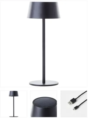 Produktbild von LED schwarz Akku Touch Solar Dimmbar Tischleuchte Kabellos Tischlampe IP44 Außen Bar Restaurant