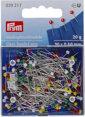 Obrázok produktu pre Špendlíky so sklenenou hlavičkou, 0,60 x 30 mm, viacfarebné, 20 g, karta