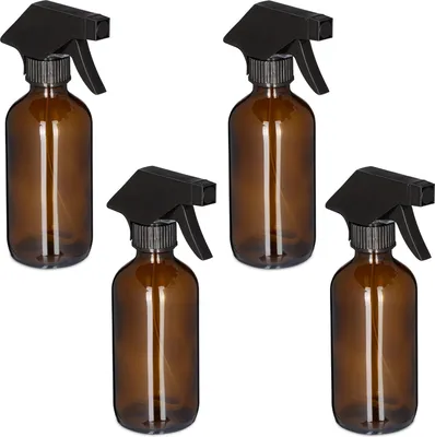 Productafbeelding van Famanu spuitfles set, 4 stuks, 230 ml - glazen fles met zwarte spuitkop