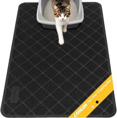 Obrázok produktu pre Podložka pod mačací záchod 89 x 58 cm, mriežkovaná, nepremokavá, čierna