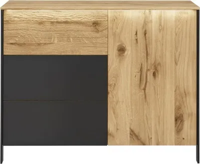 Produktbild von Kommode Berlin 105 x 84 x 42 cm Tür Schubladen Natur Schwarz