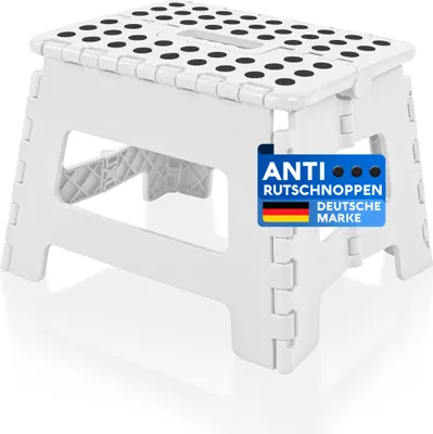 Produktbild von SCHWANFELD® Tritthocker Klapphocker faltbar bis 100kg [Anti-RUTSCHNOPPEN] - Premium Hocker Klappbar - Hochwertiger Tritthocker klappbar - Faltbarer Hocker - Klapptritt faltbar - klappbarer Hocker