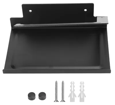 Image de Porte-rouleau de papier toilette mural, porte-serviette avec support pour téléphone portable, accessoires de salle de bain, noir