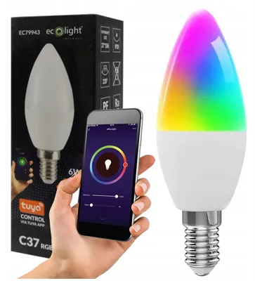 Obrázek produktu pro LED žárovka E14 RGB, CCT, bílá, WiFi, TUYA SMART, inteligentní svíčka, 6W