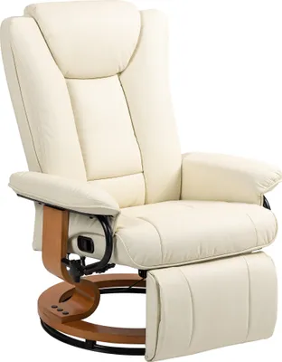Produktbild von Relaxsessel mit Liegefunktion, drehbar, bis 150 kg, Kunstlederbezug, Stahlrahmen, Cremeweiß