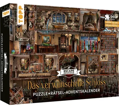 Produktbild von Puzzle-Rätsel-Adventskalender: Das verwunschene Schloss - 24 Puzzles mit insgesamt 960 Teilen