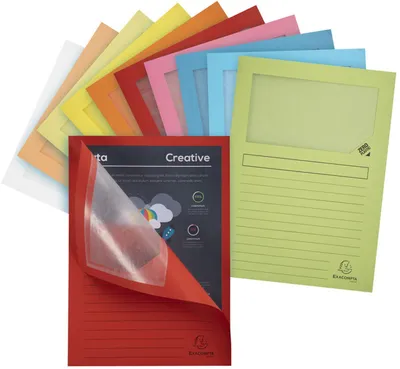 Produktbild von Exacompta Pack 100 Fenstermappen, A4, 160g, plastikfrei - sortiert - 50150E