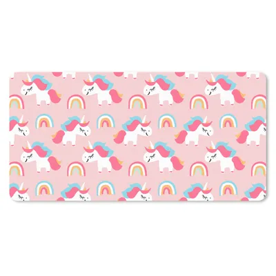 Produktbild von MuchoWow® Schreibtischunterlage Einhorn - Regenbogen - Rosa - Muster 80x40 cm - XXL Mauspad - Gaming Mauspad