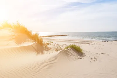 Zdjęcie produktu dla Fototapeta Piaszczysta Plaża Morze Wydmy Krajobraz z widokiem na Przyrodę Modny efekt 3D 312x219cm