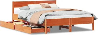 Produktbild von vidaXL Massivholzbett ohne Matratze Wachsbraun 150x200 cm Kiefernholz