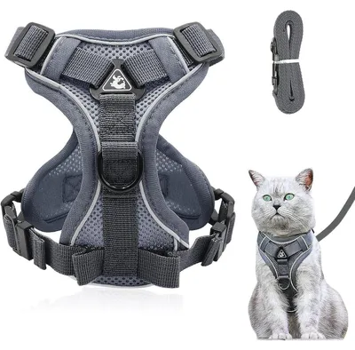 Produktbild von Katzengeschirr mit Leine Set Ausbruchsicher Grau L