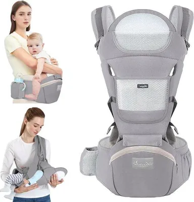 Imagen del producto de Silla para bebés 6 en 1, con diseño ergonómico y ajustable, para bebés y niños de 3 a 30 meses. Color gris claro. Peso: 35-20 kg