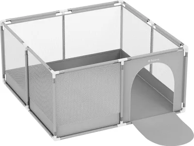 Produktbild von TULANO Cozy 20 | Laufgitter für Baby Kleinkinder Krabbelgitter Laufstall | Indoor Outdoor | Reißverschluss | Atmungsaktivem Netz | 130x130cm | Grau