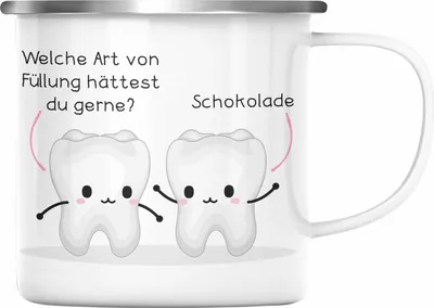 Produktbild von Trendation - Zahnarzt Zahnmedizinische Fachangestellte Emaille Tasse Geschenk Lustig Praxis Geschenkidee Zahnarzthelferin Zahntechniker Zahnärztin Lustiger Spruch (Silber)