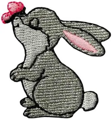 Immagine prodotto di Lepre con animale farfalla - toppa, da stirare, appliqué, appliqué, toppe, da stirare, dimensioni: 4,0 x 4,3 cm