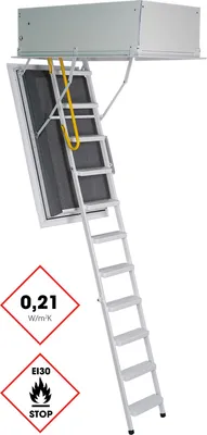 Produktbild von Minka Bodentreppe Arctic Fire brandhemmend mit U-Wert 0,21 W/m2K Deckenöffnung 140x70cm Raumhöhe bis 275cm