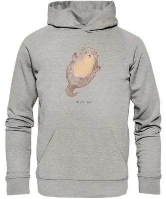 Produktbild von Mr. & Mrs. Panda Organic Hoodie Otter Umarmen Größe XXL - Heather Grey - Geschenk, Sweatshirt, Pulli, Hallo, Statement-Hoodie, Optimistisch, Kapuzenpulli, Pullover