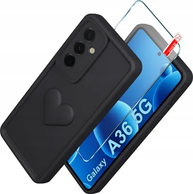 Obrázok produktu pre Puzdro pre Samsung A36 5G z matného silikónu s motívom srdca + ochranné sklo 9H
