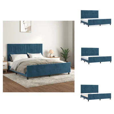 Produktbild von vidaXL Bettgestell mit Kopfteil Dunkelblau 180x200 cm Samt - Betten & Bettgestelle